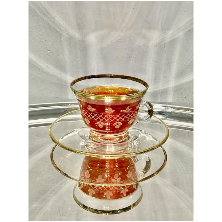 Tea Cups & Saucer Set Of 6 Pcs Gold Finish