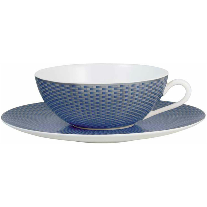 Teacup And Saucer Blue In  Round Gift Box - 1 Pc