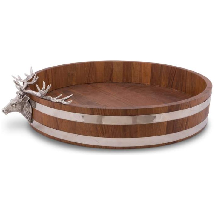 Teak Tray Elk Head