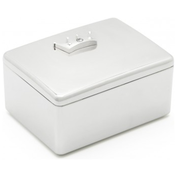 Trinket Box With Crown Icon 60 X 80 X 44 Mm Silver Plated Lacquered